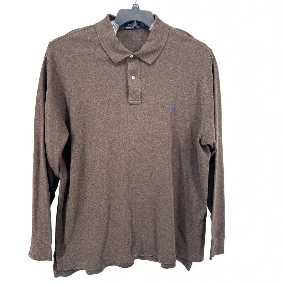 Polo Ralph Lauren‎ Long Sleeve Polo Mens 3XLT Brown Cotton Tall Big and Tall